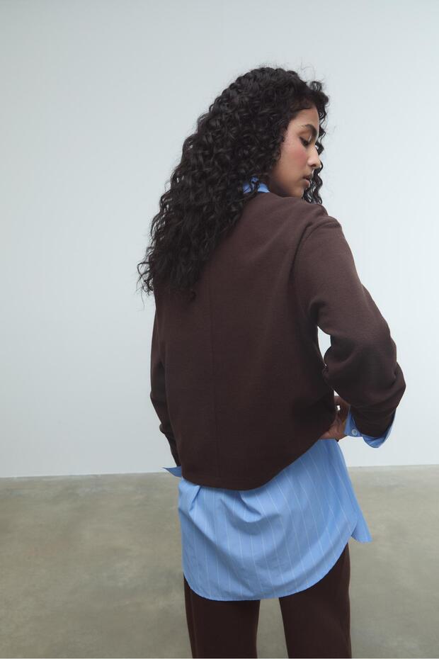 Bisiklet Yaka Örme Tişört - 5