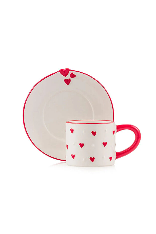 LCW HOME Kırmızı Kalp Baskılı 2 Kişilik Kahve Fincan Takımı 110 Ml - 5