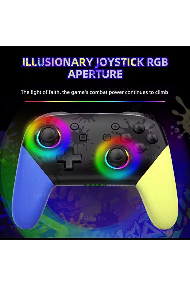 Switch Ns Pro Controller Uyumlu RGB Işıklı Gamepad – PC / Android / iOS S12 MODEL - 2