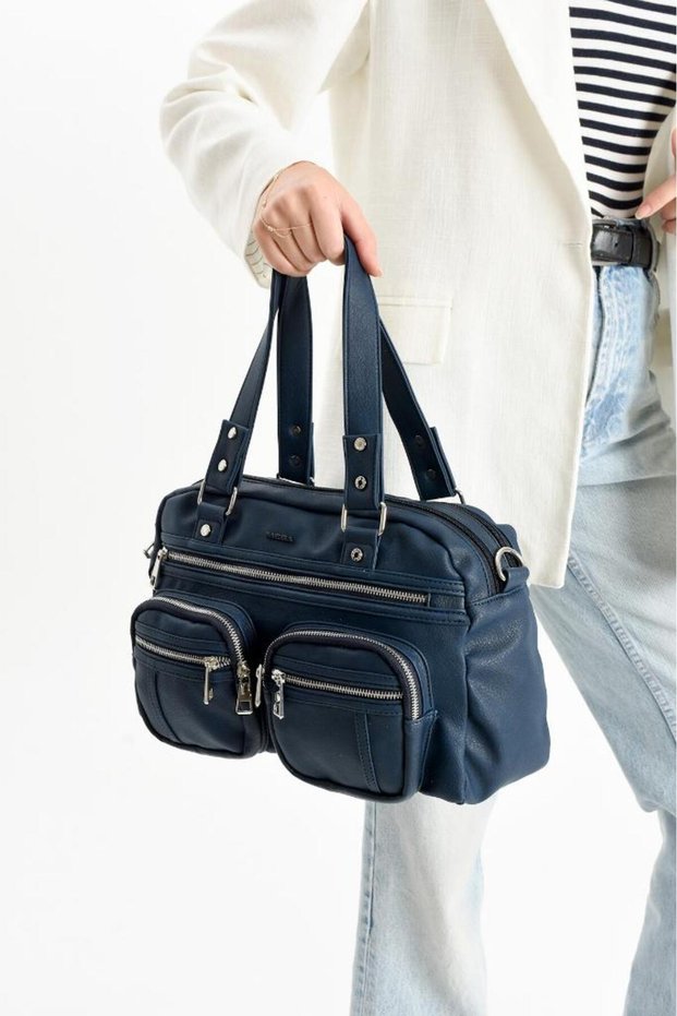 Faux Leather Women's Shoulder Bag 35*25 cm Crossbody Messenger Bag Multi-Pocket Vegan Leather Handbag