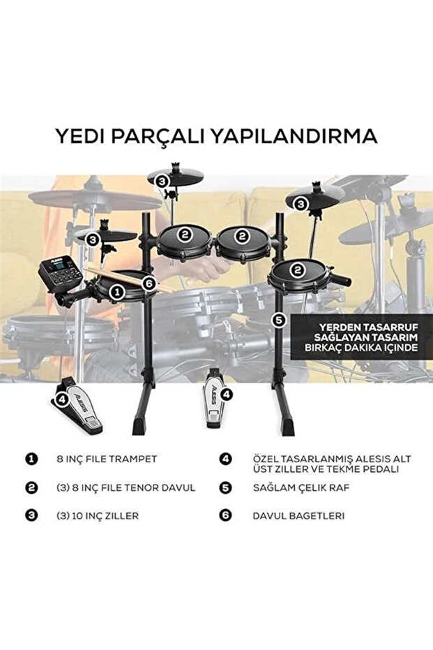 Alesis Drums Turbo Mesh Kit Bundle - Complete Electric Drum Kit with Mesh Drum Pads, Drum Sticks - 3