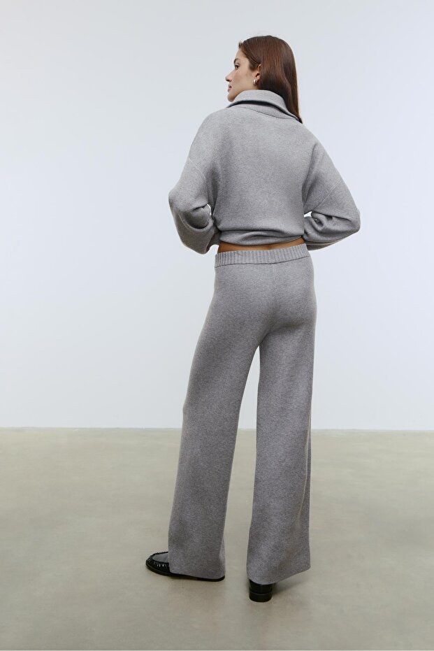 Geniş, Uzun Örme Pantolon - 4