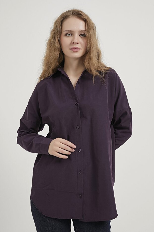 ARMALİFE 2130 OVERSIZE UZUN BASIC KADIN GÖMLEK - 2