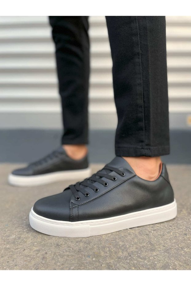 Jy122 Fashion Lace-Up Skin Men's Casual Sneaker Shoes Cbt - Black