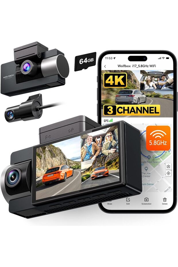 i17 4K 3 Channel Dash Cam