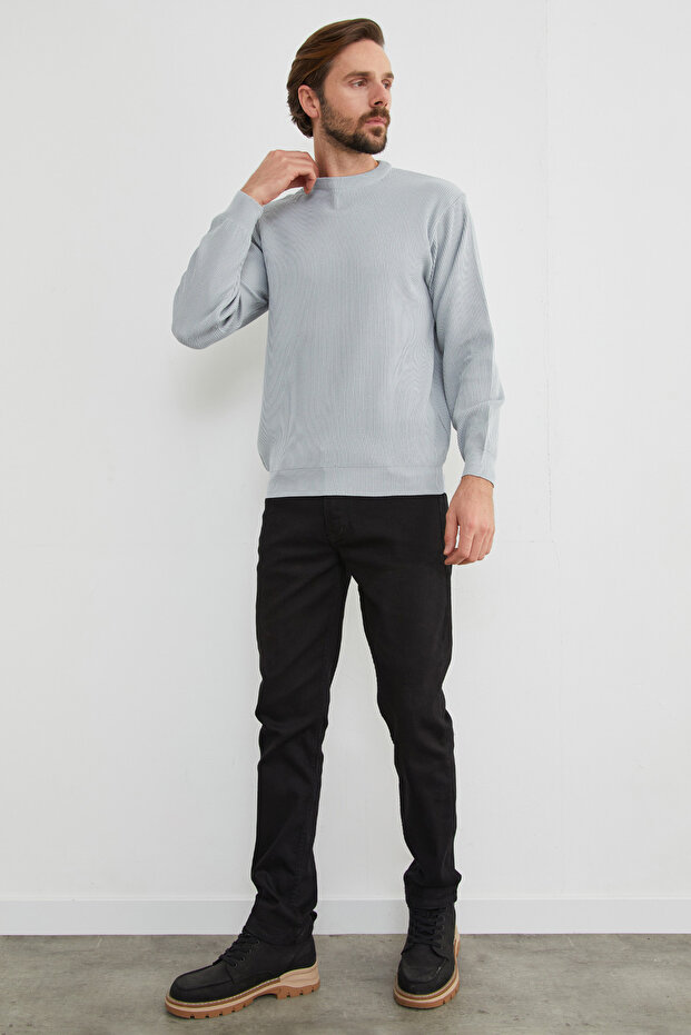 Basic Bisiklet Yaka Triko Kazak - 5