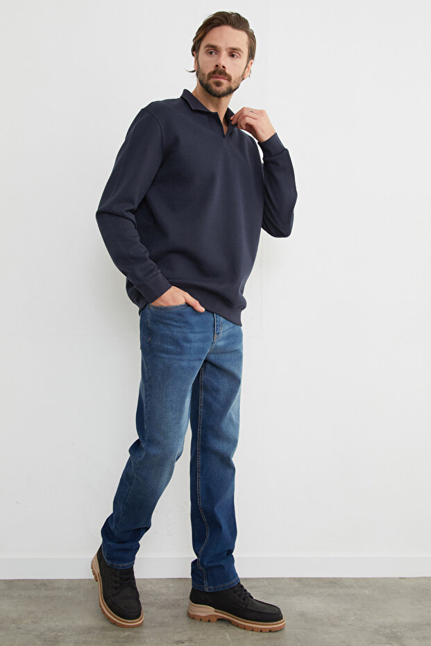 Basic Polo Neck Pike Sweatshirt - 3