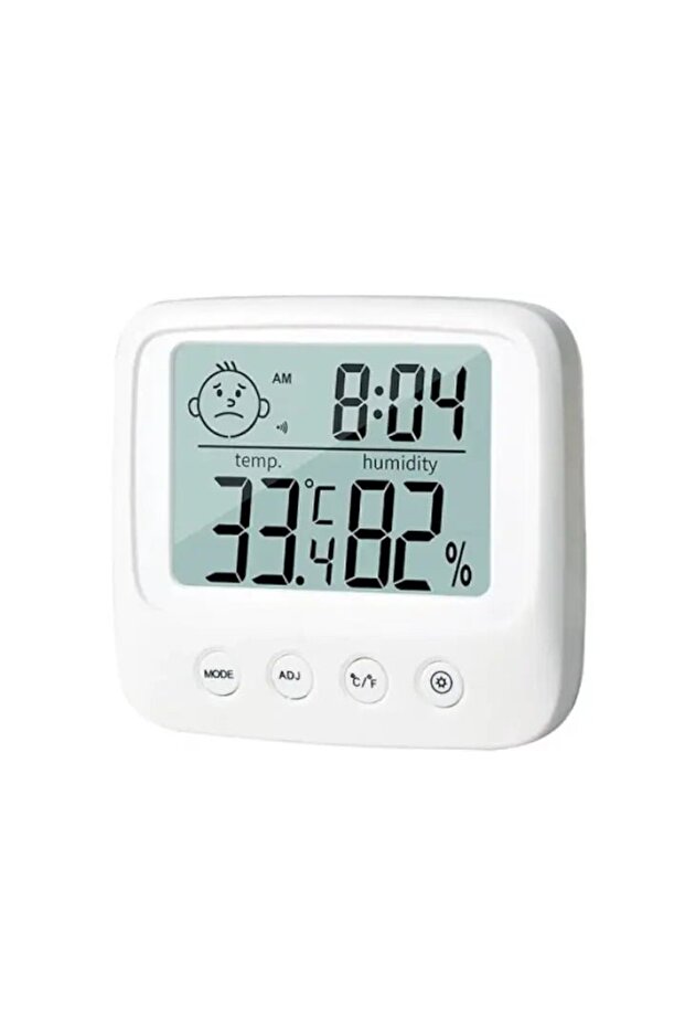 CX 0828 Room Thermometer with Backlight, White, 8.8 x 7.8 x 2 cm, Humidity Function, Date and Ti - 1