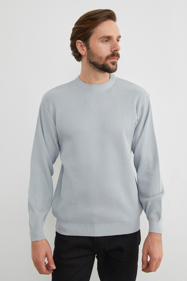 Basic Bisiklet Yaka Triko Kazak - 2