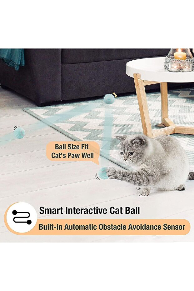 SKY-TOUCH Interactive Smart Cat Ball - Automatic 360° Rotating USB Rechargeable Toy - 4