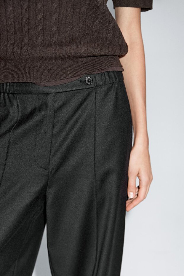 Elastik belli barrel fit pantolon - 4