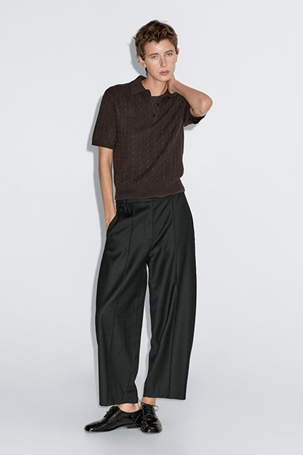 Elastik belli barrel fit pantolon - 1