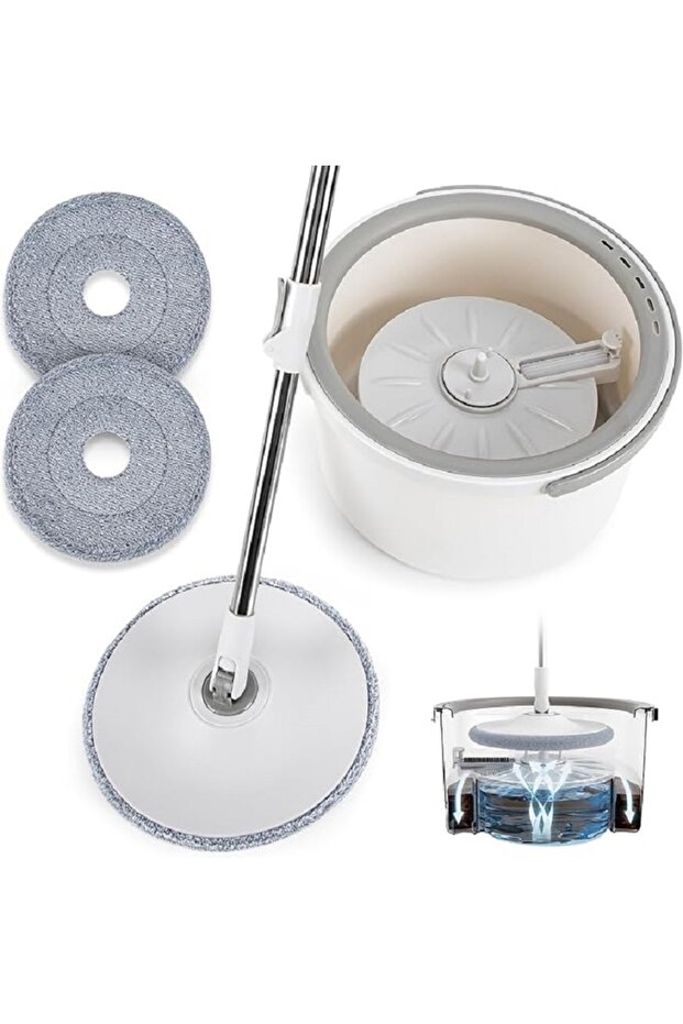 360 Degree Spin Mop and Bucket Set with Flat Design with Self-Separating Water System - 1