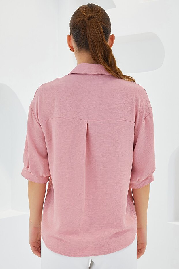 BDART Düğme Kapamalı Oversize Krep Gömlek - 4