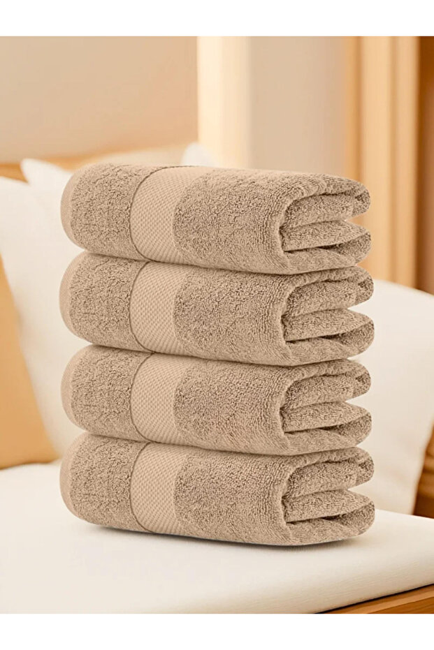 Pack of 4 - Luxury Cotton Large Bath Towel, Beige 70x140cm