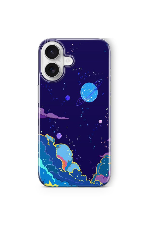 حافظة شفافة مطبوعة بتصميم كوكبي متوافقة مع هاتف iPhone 17