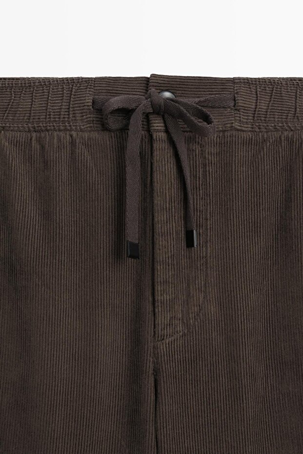 Fitilli kadife jogger pantolon - 6