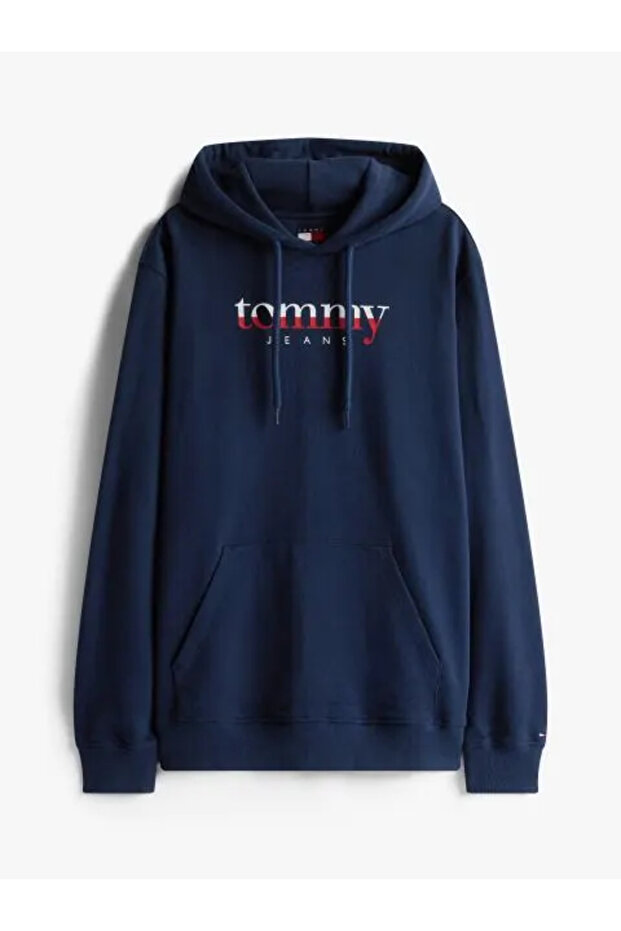 Férfi márkalogós kapucnis pulóver, stílusos megjelenésű sötétkék pulóver DM0DM22113 C1G - 4