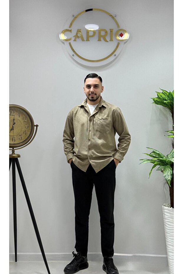 Erkek Kadife Gömlek Yüksek Kaliteli Gömlek Oversize Kalıp Renk Solması Yapmaz - 2