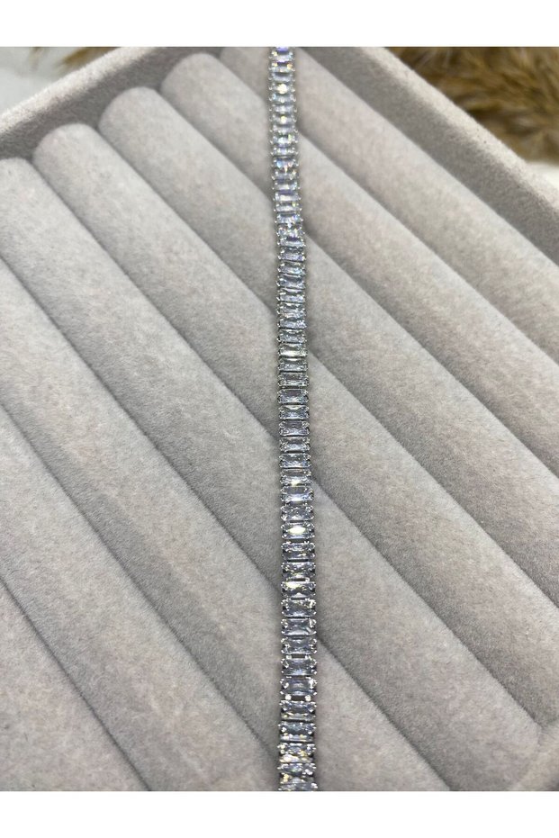 Silver and Gold Color Waterway Steel Bracelet with Zircon Stone