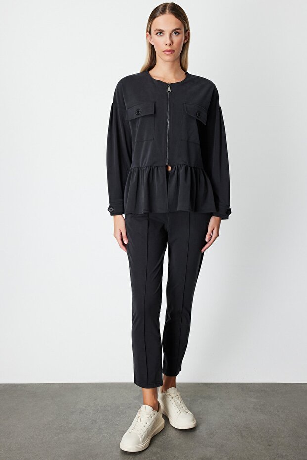 Pleated Jacket with Flap Pockets-66518 - 3