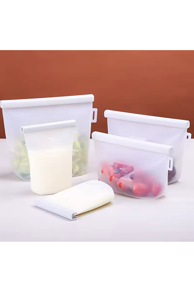 Silikon Gıda Saklama Poşeti – FDA Onaylı, Sızdırmaz, Buzluk ve Mikrodalga Uyumlu – 1000 ml (1 Adet) - 2