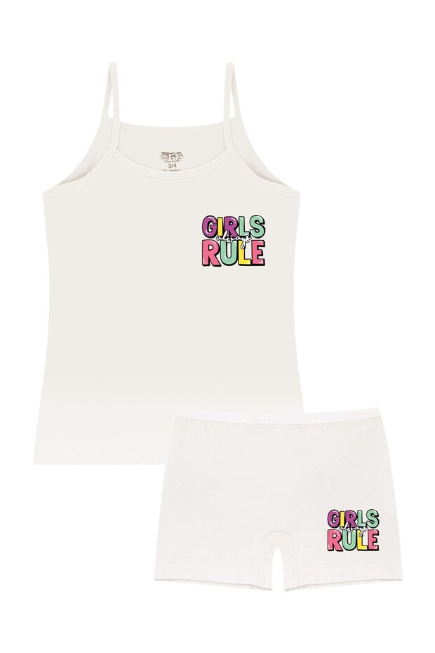 Girl's Cotton Undershirt Ecru Girls Rule Casual Comfortable Cut (8523-Ekr)