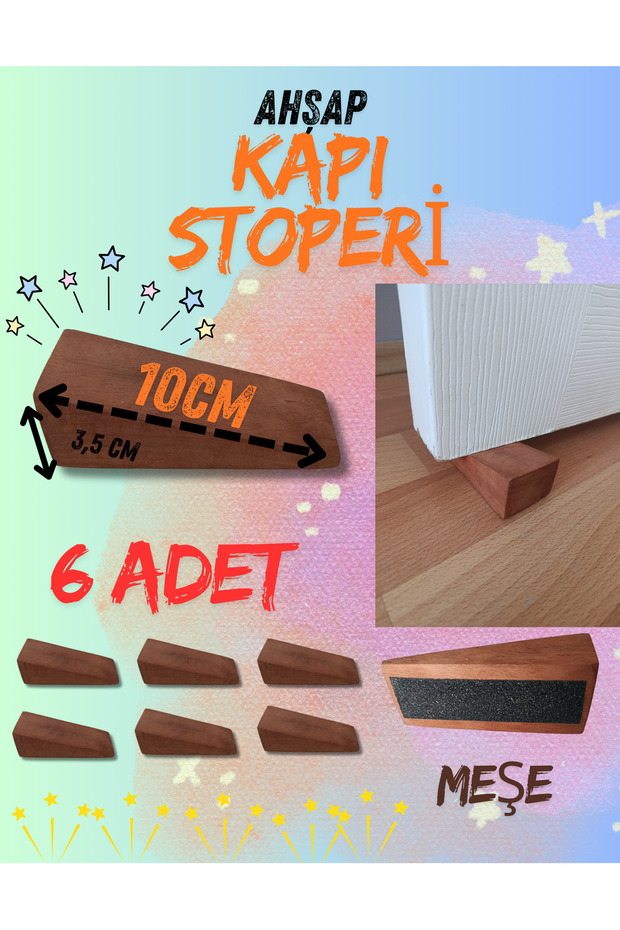 AHŞAP KAPI STOPERİ 6 ADET MEŞE - 1