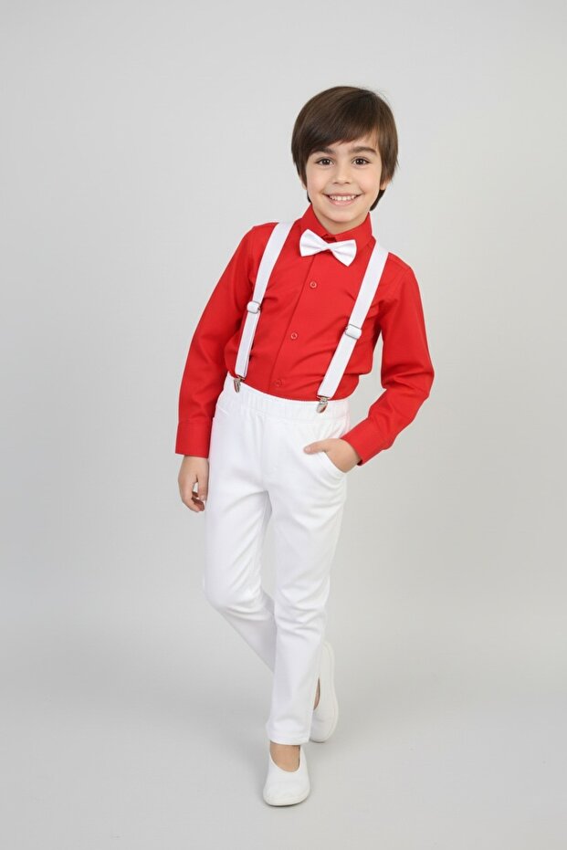 Boy's Pants, Suspender, Bow Tie, Shirt Special Occasion Set 3 Pieces October 29 April 23