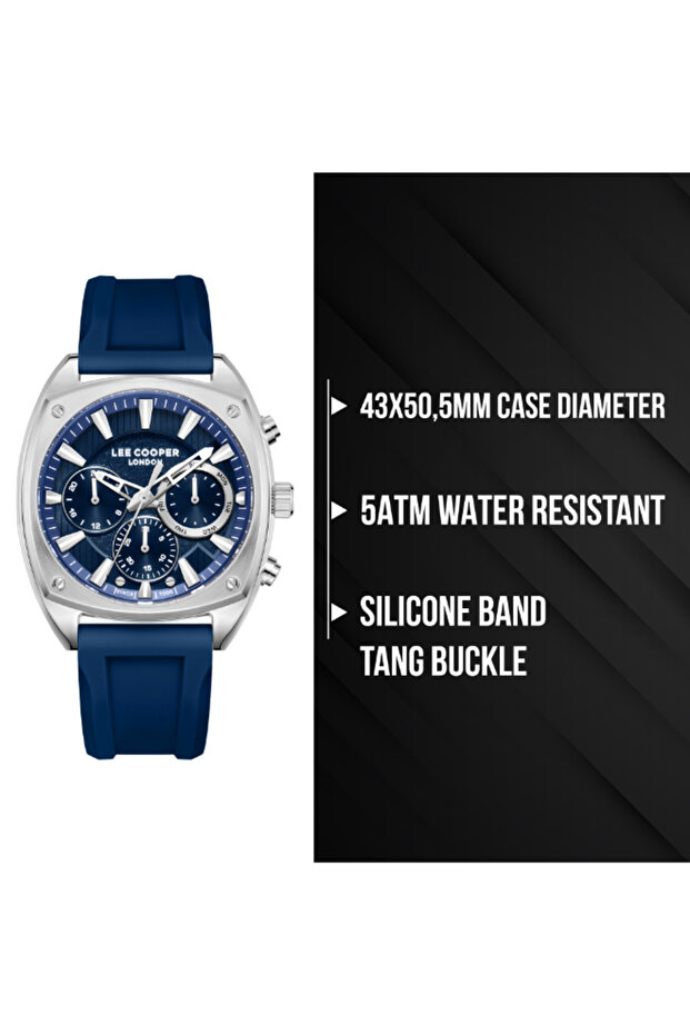 ساعة رجالية متعددة الوظائف بمينا أزرق داكن - LC08237.399 - 8