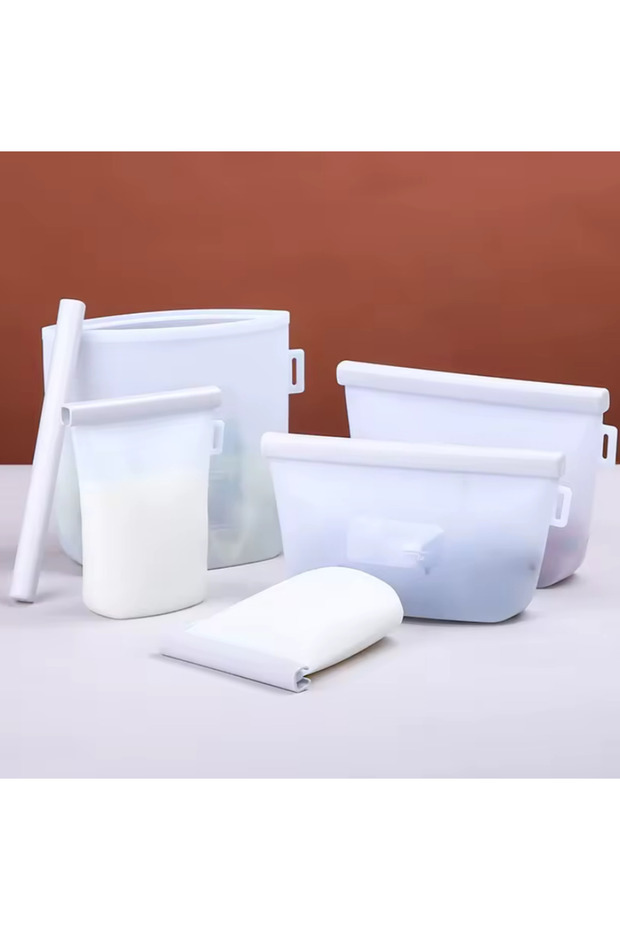 Silikon Gıda Saklama Poşeti – FDA Onaylı, Sızdırmaz, Buzluk ve Mikrodalga Uyumlu – 1000 ml (1 Adet) - 4