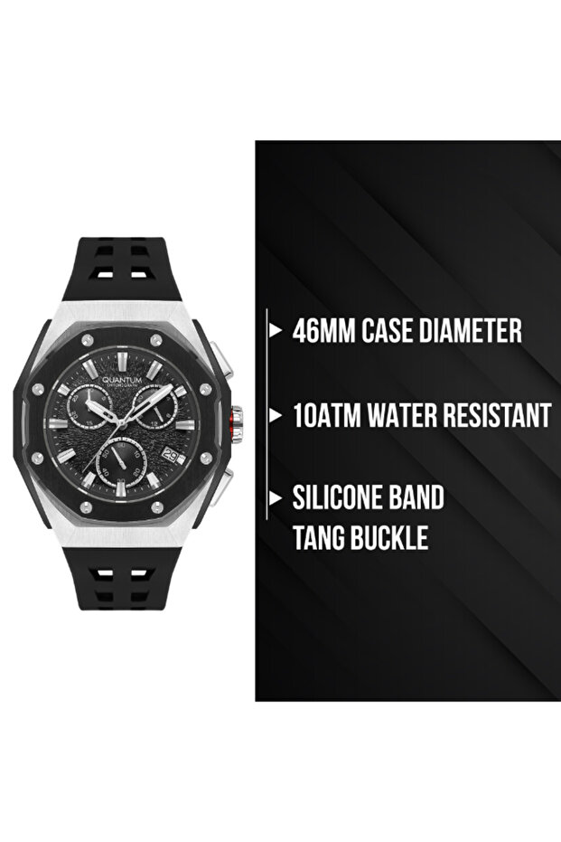 ساعة كرونوغراف رجالية بمينا سوداء - HNG1170.351 - 8