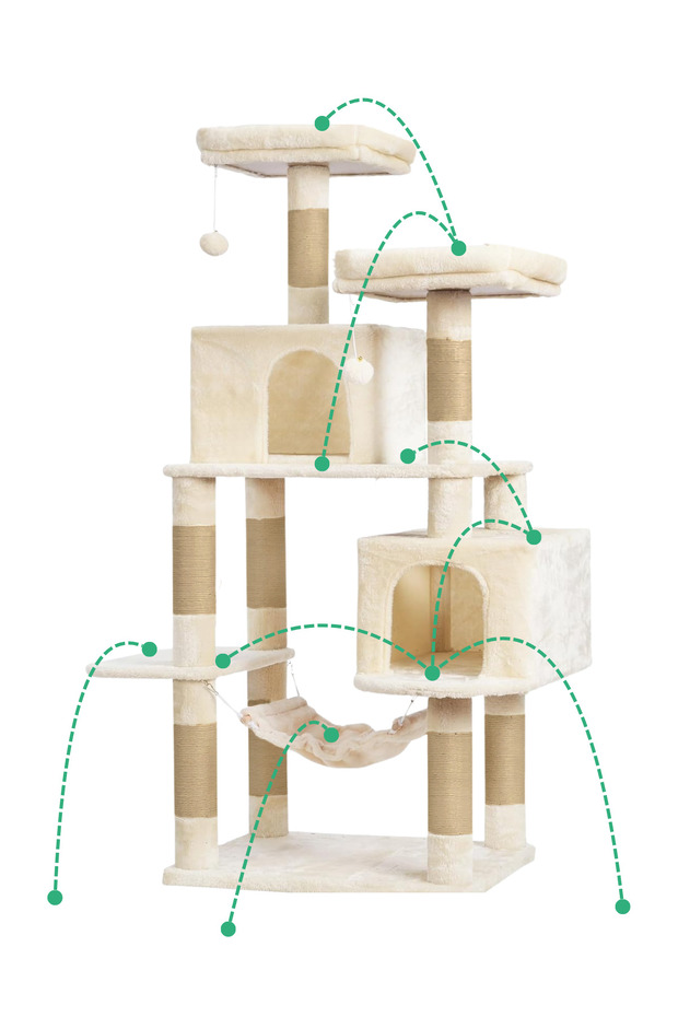 XL Kedi Konağı - Çift Yuva + Hamak + Tırmalama (8-10 kg Taşıma Kapasiteli) - 2