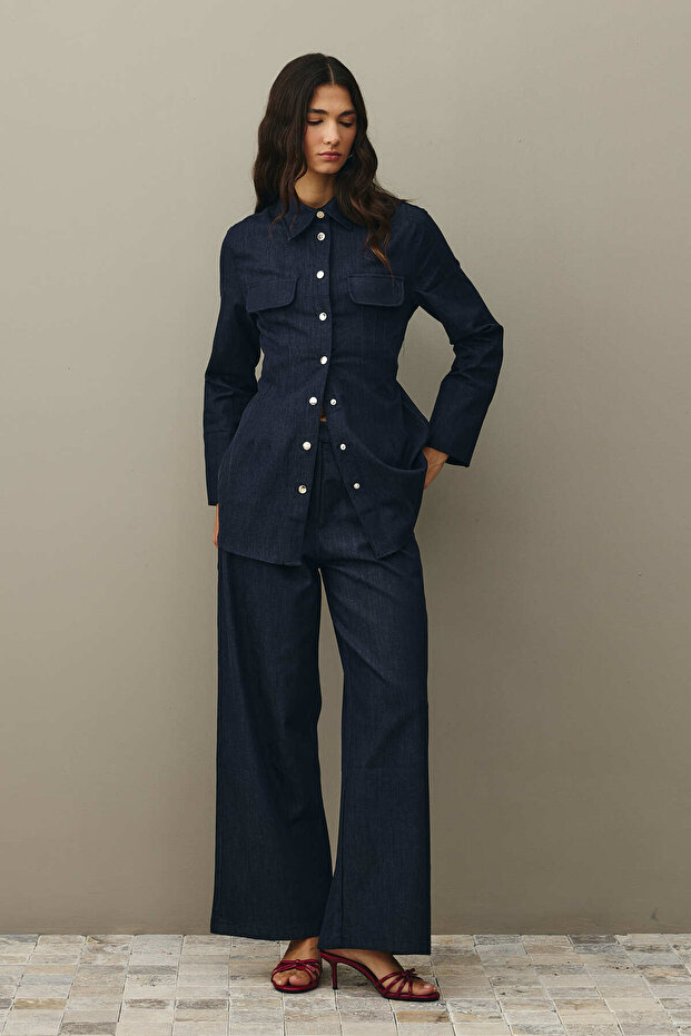 Pensli Denim Gömlek Lacivert - 6