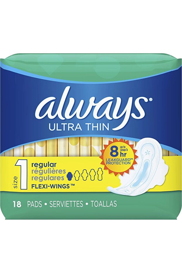 Ultra Thin Regular Pads With Wings, Multi, Size 1, Unscented, 18 Count ( 1 Pack ) - 1