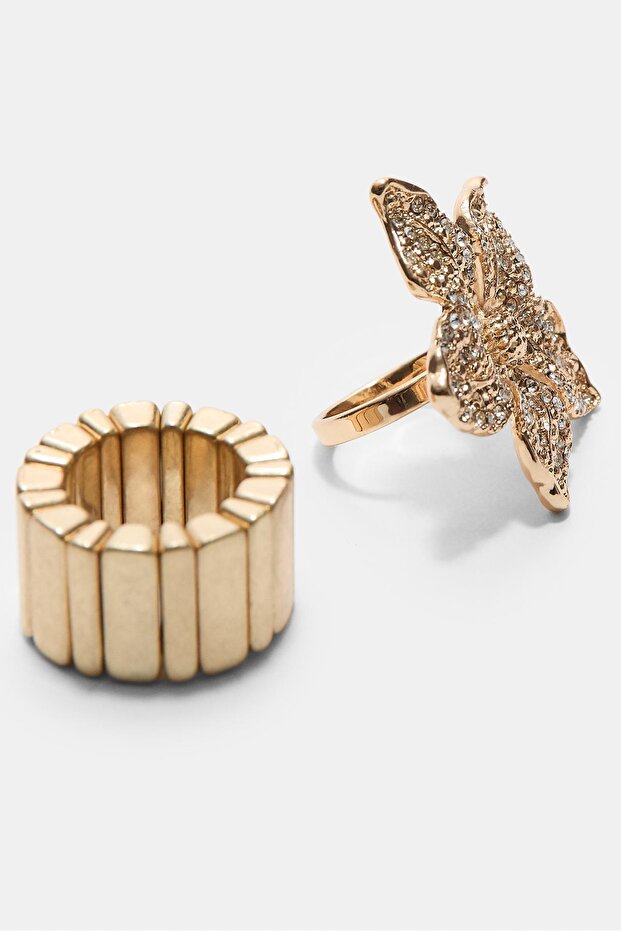 2'li Parlak Çiçek Yüzük Seti - 5