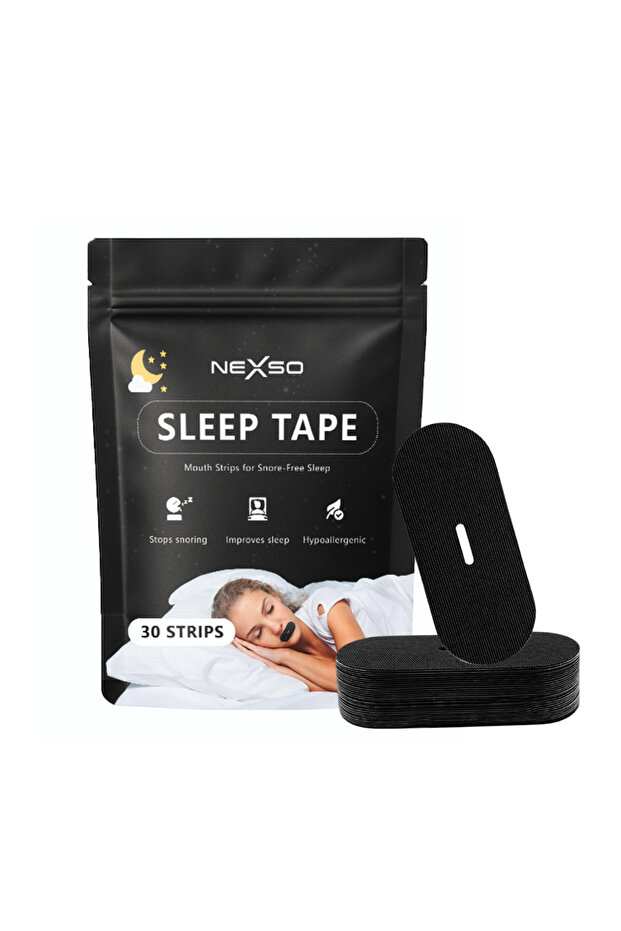 Mouth Tape for Sleeping – 30 Sleep Strips, Hypoallergenic Snore Reducing & Anti-Snoring Aid, Black