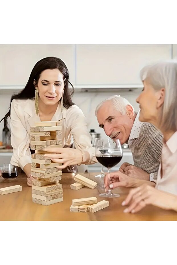 Jenga Educational Toy Natural Wooden Organic Balance Game Large Size 54 Pieces