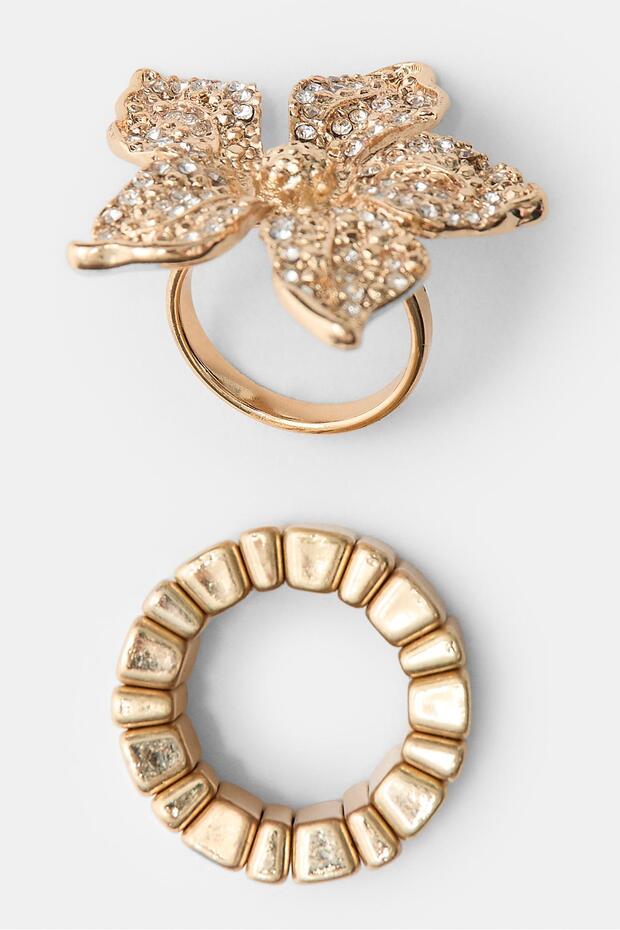 2'li Parlak Çiçek Yüzük Seti - 3