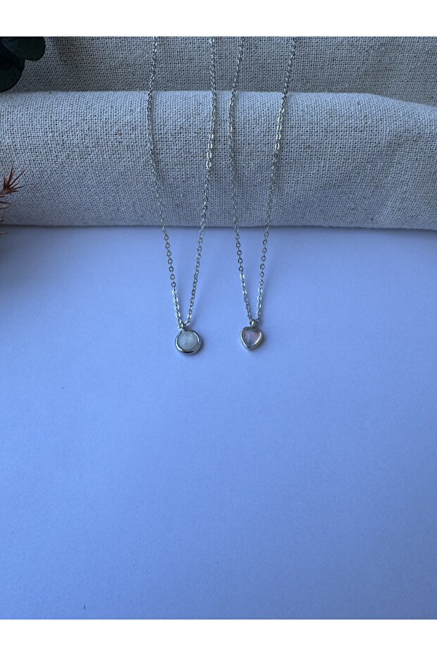 Kalp Detay 2li Set Kolye - 4