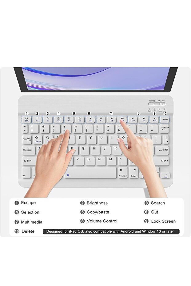 Kablosuz Bluetooth Türkçe Q Klavye ve Mouse Seti Ios/AndroidTablet Telefon Uyumlu Şarjlı - 7