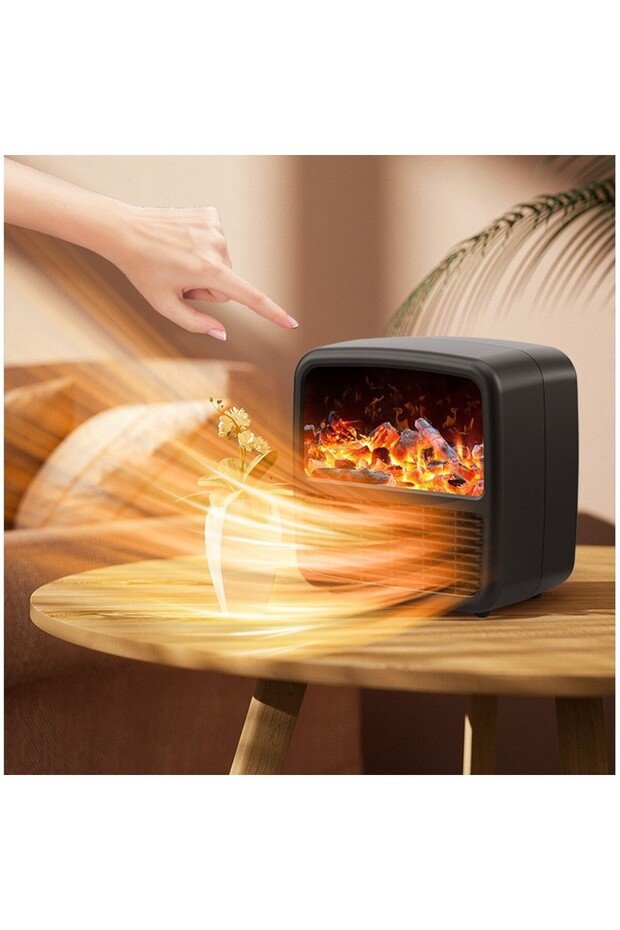 Mini Portable Heater with LCD Display, Fireplace Effect, 1500W, 2 Settings, Auto Shut-Off, 22 - 4