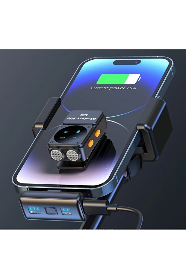 Q12 Iphone Ve Android Uyumlu Kablosuz Yaka Mikrofonu Göstergeli Led Şarj Kutulu Gürültü Azaltma - 4