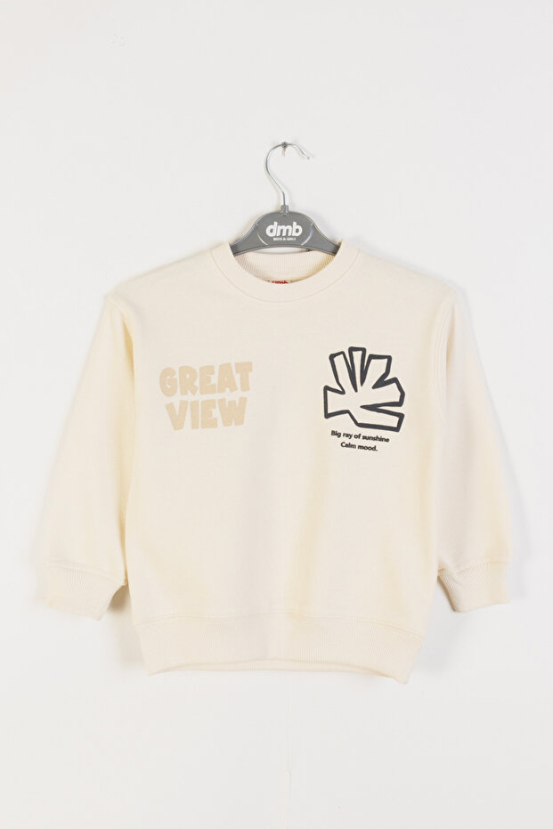 Boy's Letter and Graphic Printed Sweatshirt Cotton Comfortable Fit