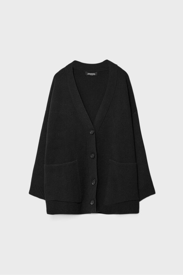 Düğmeli regular örgü hırka - 6