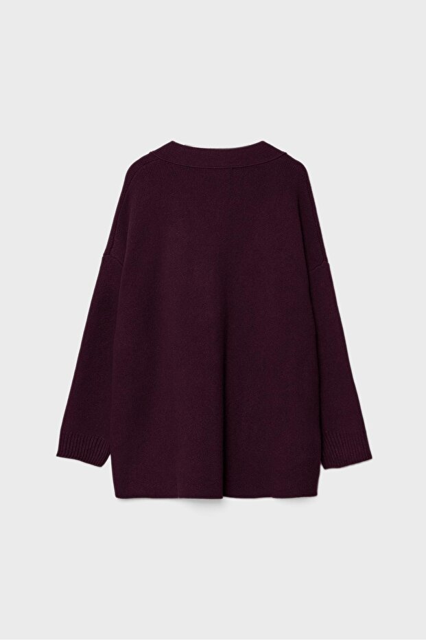 Düğmeli regular örgü hırka - 7