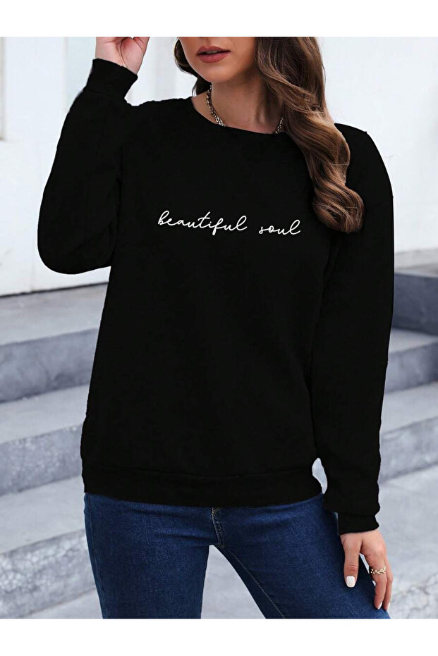 Unisex Beautiful Soul Design Printed Crew Neck Sweatshirt