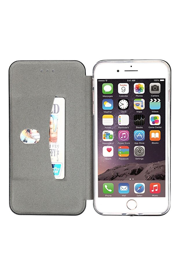 Protective Case Compatible with Apple iPhone 7 Magnet Book Case Red - 4