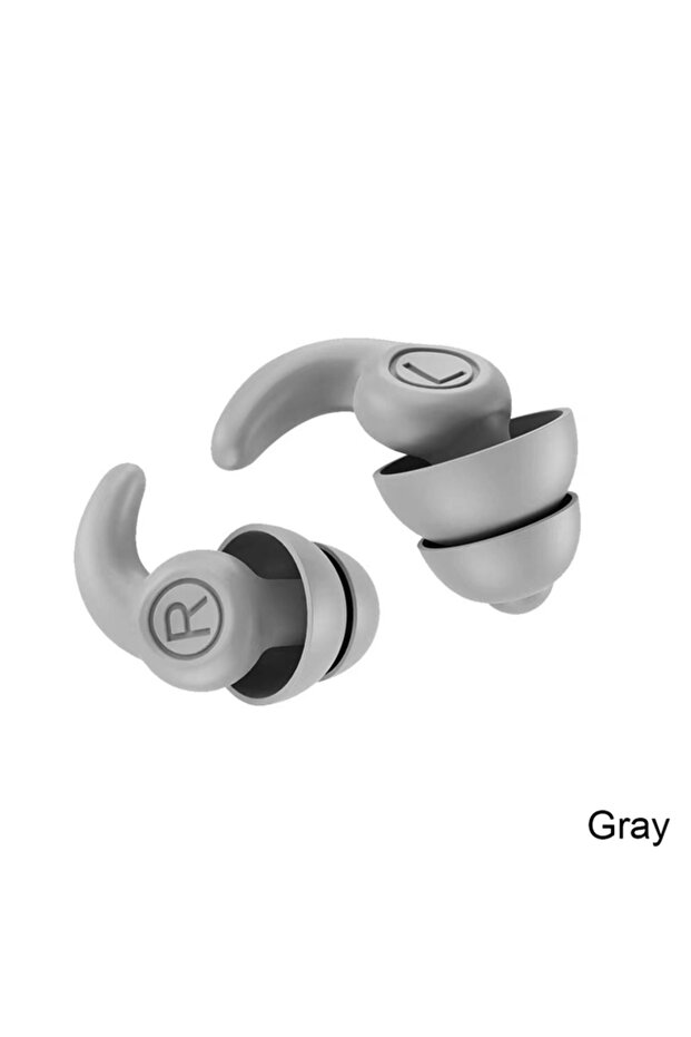 2 Layers-Gray Anti Noise Silicone Earplug Sleep Noise Reduction Ear Plug Canceling Soundproof Ear Pl