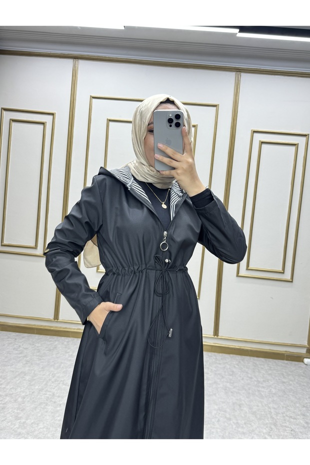 معطف طويل منقوش من ميس - 1